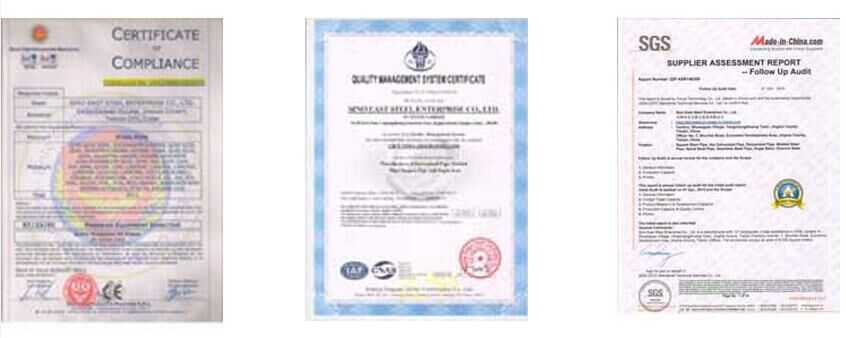 certificates of SINO