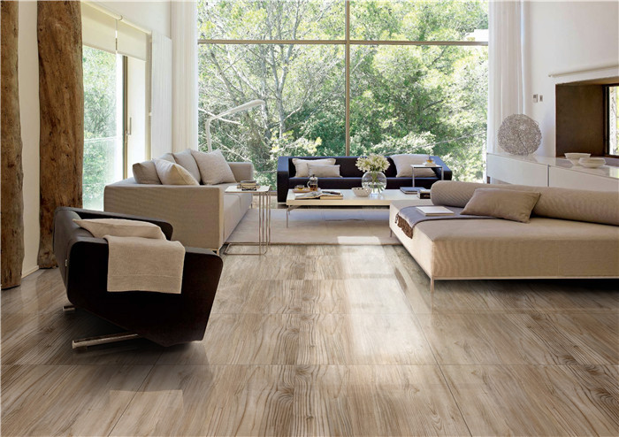 interior using non slip glaze polished wood look porcelain floor tile
