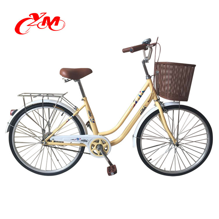 24 Inch aluminum city bike, red basket bicycle city for wholesale